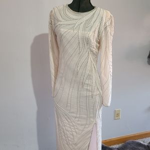 Blush pink silk beaded dress